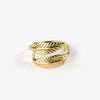 Close-up of the Pineapple Island Bocca Feather Ring in gold, highlighting its intricate feather details.