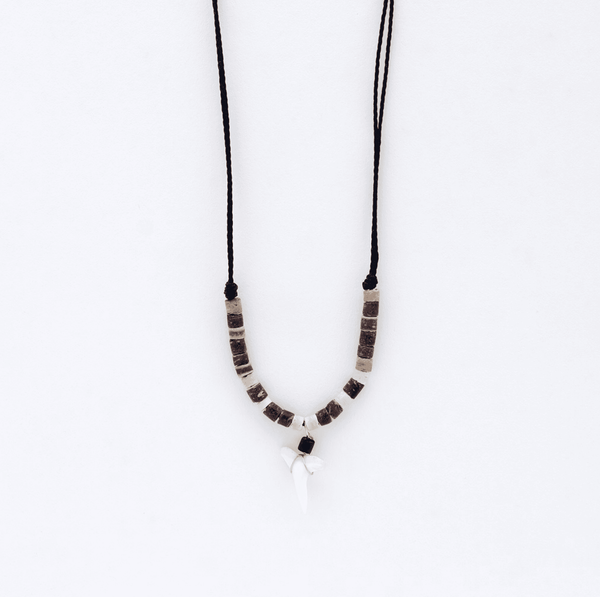 Pineapple island Handmade adjustable necklace centred with a shark tooth charm