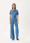 Afends Miami- Denim Flared Jumpsuit