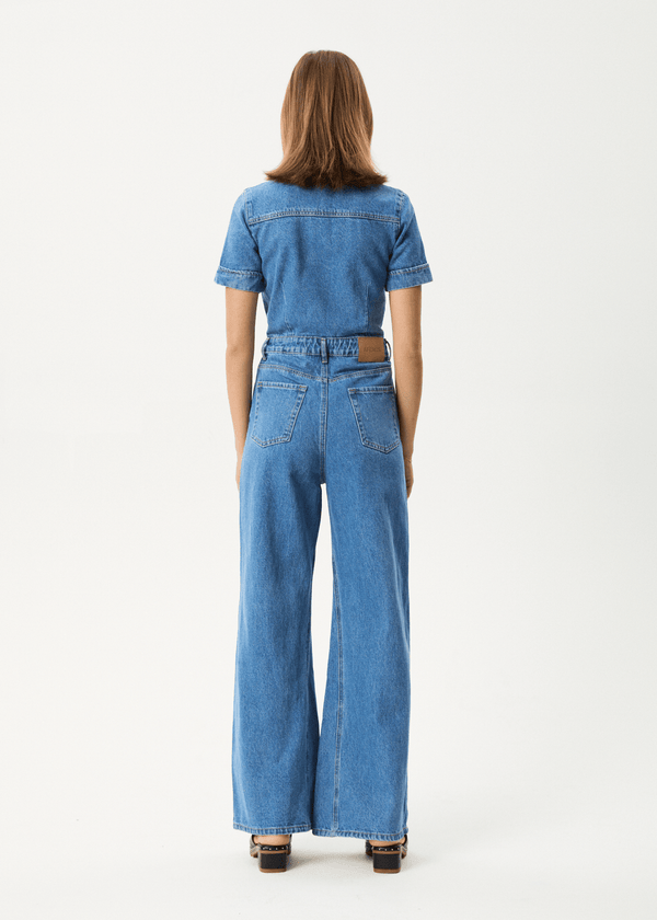 Afends Miami- Denim Flared Jumpsuit