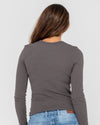 RUSTY Essentials Ribbed long sleeve tee