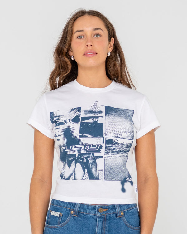 Rusty Greetings 2.0 Skimmer baby tee - white