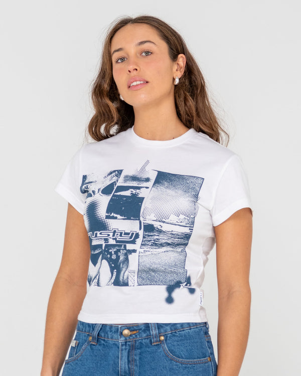 Rusty Greetings 2.0 Skimmer baby tee - white