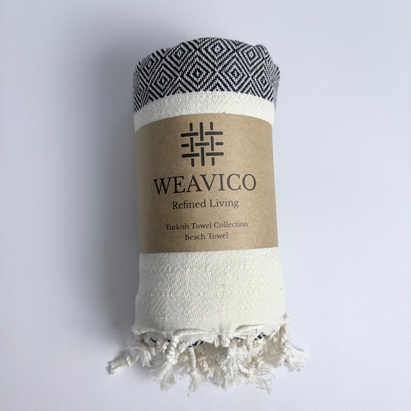 WeaviCo Diamond Turkish Towel with End Border – 100% Cotton