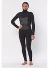 Sisstr 7 Seas 6/5 Hooded Chest Zip Wetsuit in black, designed for women. Features 100% super stretch Japanese neoprene for warmth and flexibility.