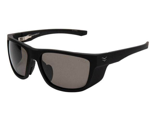 Side view of I-sea Greyson 2.0 black sunglasses with smoke polarized lenses.