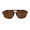 I-Sea Ziggy sunglasses in tortoise frame with brown polarized lenses, front view.