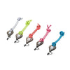 Bulldog fin key with colorful leash strings for surfboard fins.