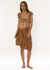 Sisstrevolution Ditsy Summer of Love cap sleeve swim top in latte, front view.