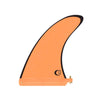 Deflow Solea Allegro 8-inch single longboard fin in orange with black trim.