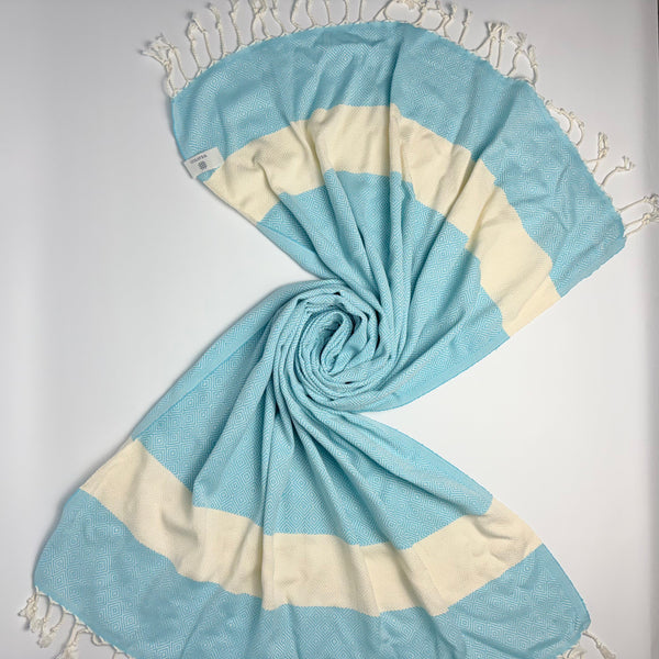 WeaviCo Diamond Turkish Towel with End Border – 100% Cotton