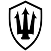 FK Surf logo featuring a trident within a shield outline.