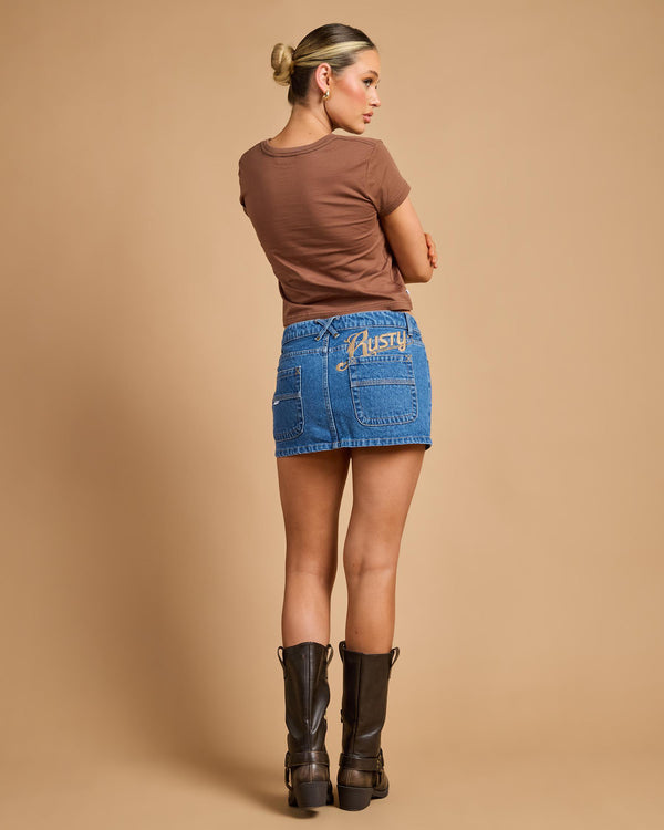 Rusty Risque Low Rise Denim Micro Skirt