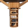 Built-in storage drawer in bamboo surfboard rack for accessories.