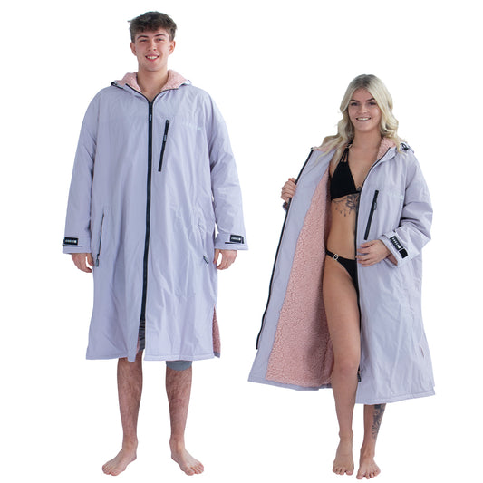 Annox Change Robe LTD in cool beige, unisex long poncho with hood.