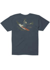 Vissla Bang Bang Boys Tee in navy with graphic surfer design on the back.