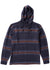 Vissla Descanso Boys Hooded Popover in navy with striped design and front pocket.