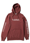 Vissla Coastal Eco Boys Po Hoodie in red with bold white text on sleeves and chest.