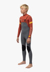 Vissla 7 Seas Boys Raditude 3-2 full chest zip wetsuit, side view.