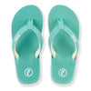 Top view of FoamLife Lixi women's flip flops in spearmint.