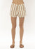Sisstrevolution Cresent Bay woven shorts in Sea Salt with striped design, front view.