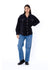 Sisstr Ensenada Ls Fleece jacket in black, front view, button-up design.