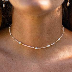 Pineapple Island Giada Cinta Pearl Beaded Surf Necklace - Pink