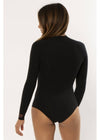 Sisstrevolution Summer Seas Cheeky Spring Wetsuit in solid black, back view.