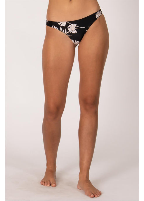 Sisstrevolution Brandy skimpy bikini bottom in black with floral print.