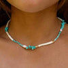 Pineapple Island Love Is Here Natural Stone, Pearl & Shell Necklace - Turquiose