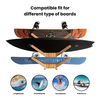 Compatible bamboo rack holding longboards, shortboards, snowboards, and wakeboards.