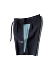 VIssla High Seas 18.5" Boardshort in black with light blue side panel, side view.