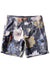 Vissla Chuns 18.5" boardshort in black with vibrant floral print, front view.