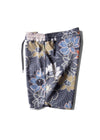 Vissla Chuns 18.5" boardshort in black with floral print, side view.