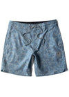 Vissla Greenhouse 17.5-inch boardshort in jade with floral print, front view.