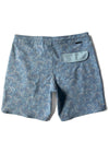 Vissla Greenhouse 17.5-inch boardshort in jade with floral print, back view.