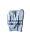 Vissla Free Lap 18.5" boardshort in stone blue with striped design, side view.