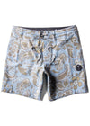 Vissla Vagabond 17.5" boardshort in stone blue with paisley floral print.