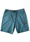 Vissla Solid Sets 18.5-inch boardshort in tidal blue, front view.