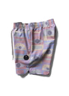 Front view of Vissla Minds Eye 17.5" Ecolastic boardshorts featuring vibrant abstract patterns.