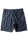 Vissla Comp Lite 18-inch elastic walkshort in dark navy with geometric pattern, back view.