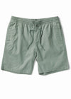 Vissla Natural Dye 18" Walkshort in chlorophyll green, front view.