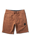 Vissla Solid Sets Eco 18.5" Sofa Surfer shorts in guava, front view.