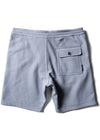 Vissla Solid Sets Eco 18.5" Sofa Surfer shorts in stone blue, back view.