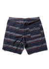 Vissla Roller 18.5" Sofa Surfer shorts in Dark Naval with striped design, back view.