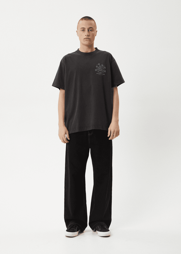 AFENDS Cosmic Con Heavyweight Boxy Tee - Stone Black