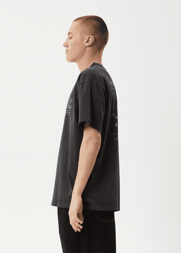AFENDS Cosmic Con Heavyweight Boxy Tee - Stone Black
