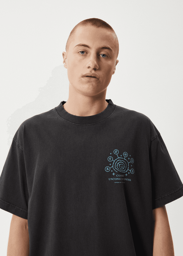 AFENDS Cosmic Con Heavyweight Boxy Tee - Stone Black