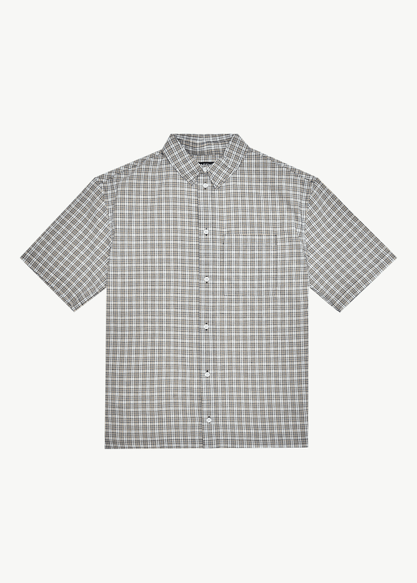 AFENDS Drew Seersucker Shirt - Taupe Check