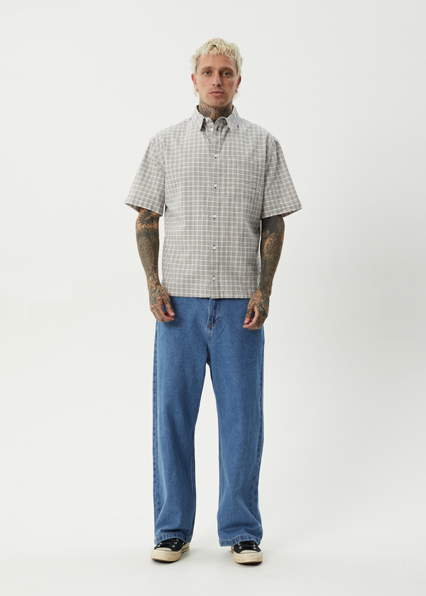 AFENDS Drew Seersucker Shirt - Taupe Check